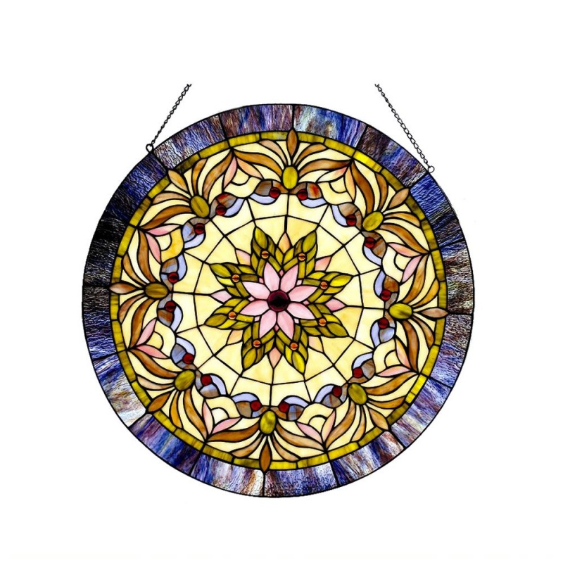 Tiffany-Glass Edwardian Man Window Panel 22"