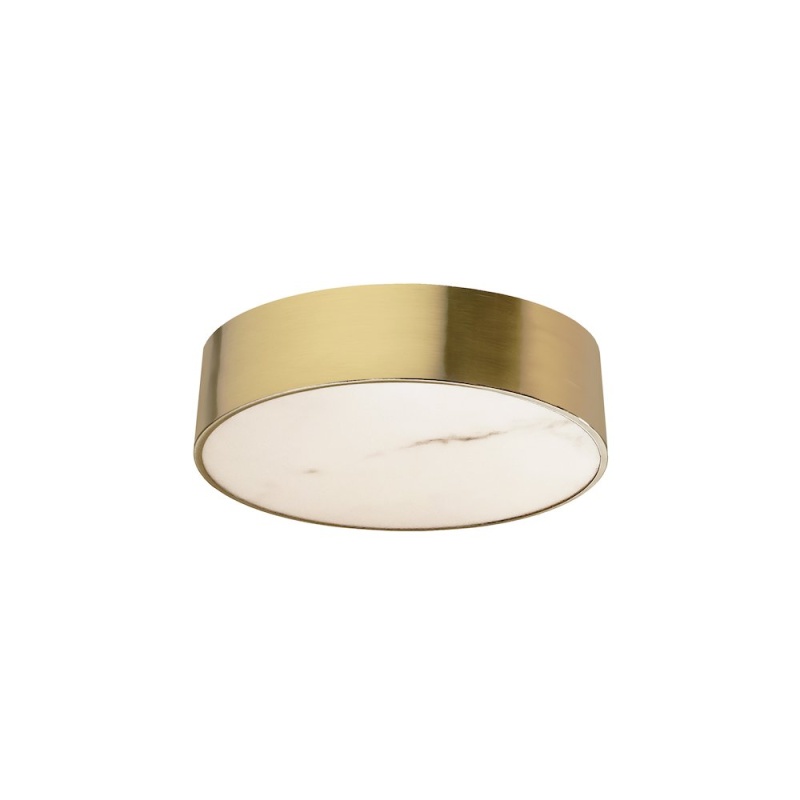 20W Flush Mount in Aged Brass with Alabaster Diffuser