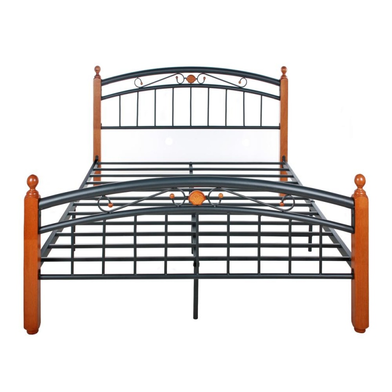 Better Home Products Lexus Metal Bed Frame With Headboard & Footboard, Cherry Color