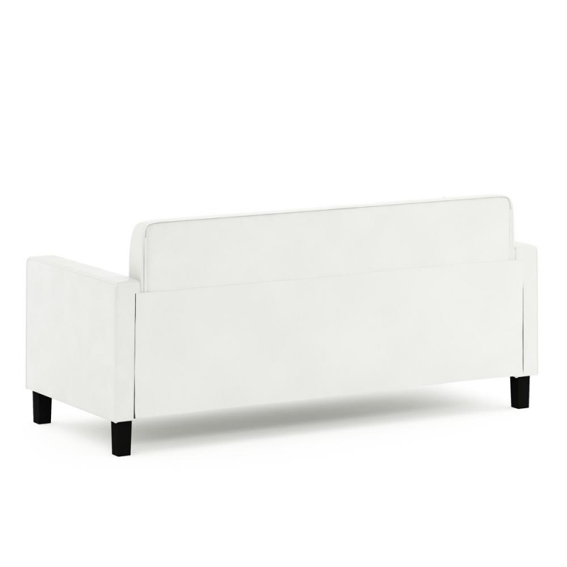 Furinno Brive Contemporary Tufted 3-Seater Sofa, White Faux Leather