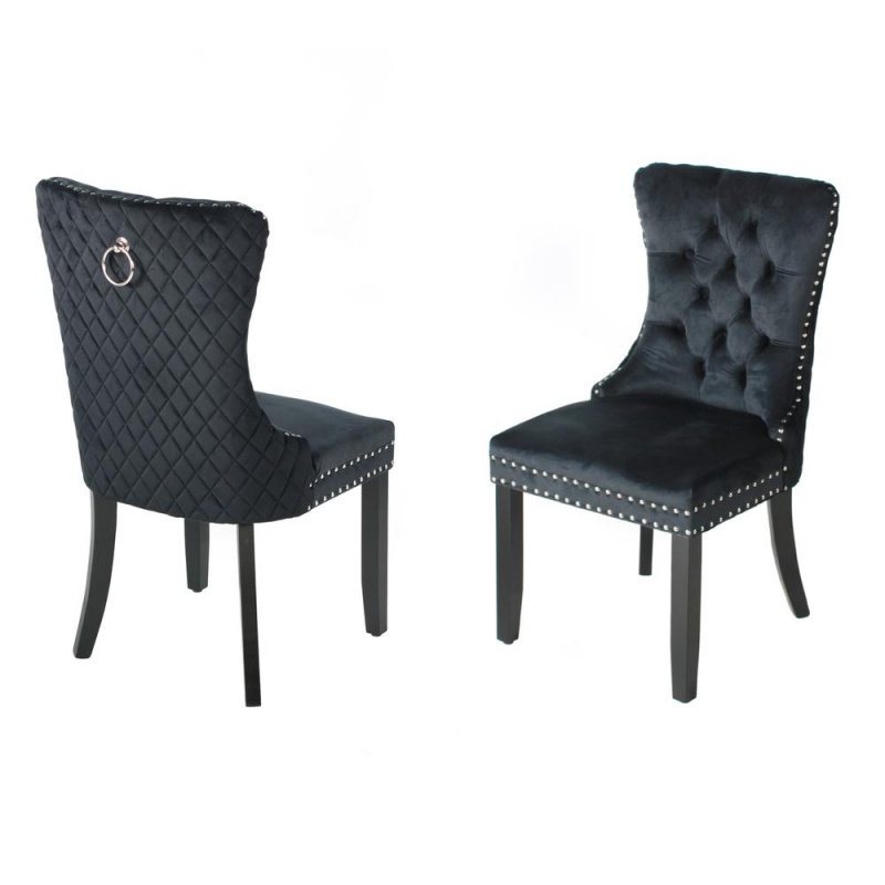 Better Home Products Sofia Velvet Upholstered Tufted Dining Chair Set In Black