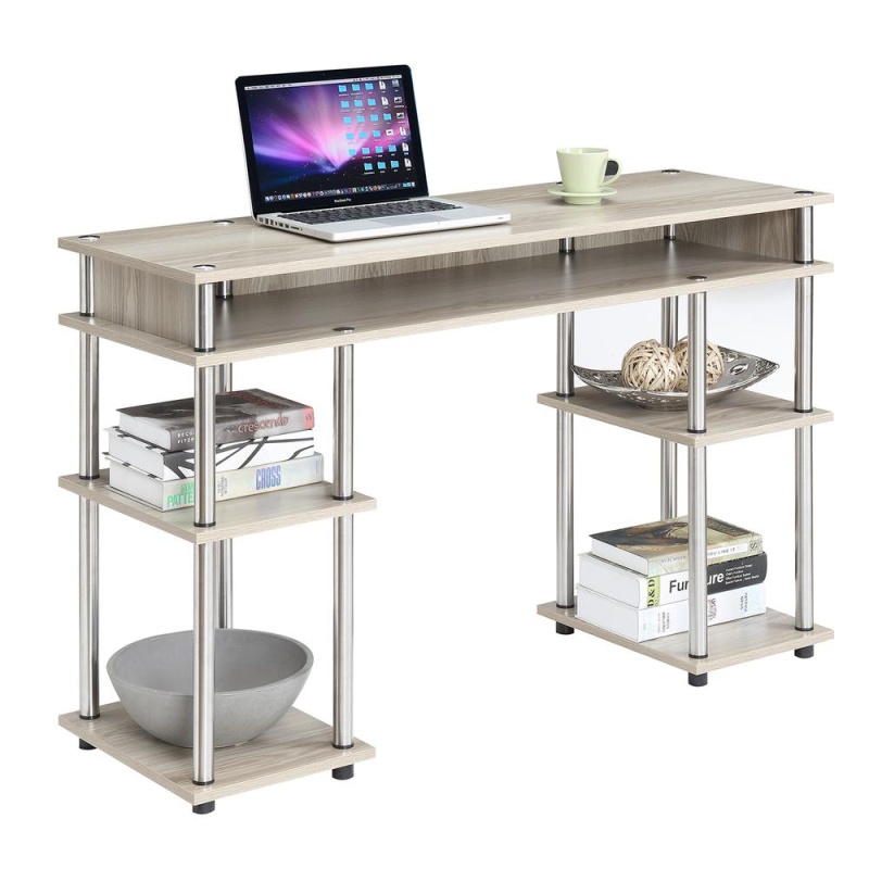 Designs2Go No Tools Student Desk with Shelves Charcoal Gray/Black -  Breighton Home in 2023