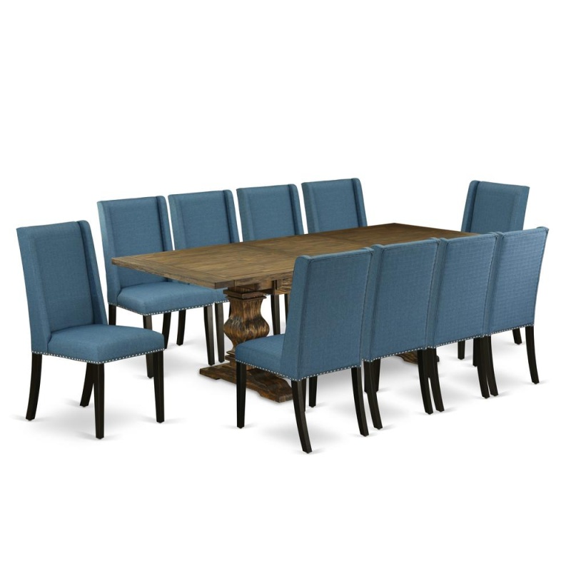 11-Piece Modern Dining Table Set with 10 Chairs