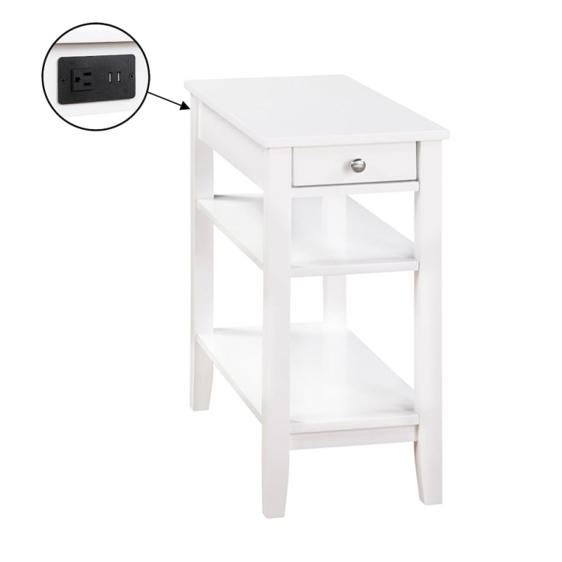 American Heritage 1 Drawer Chairside End Table with Charging Station and Shelves