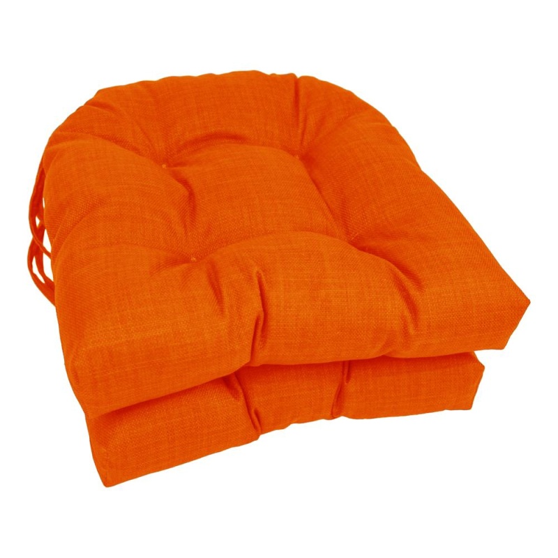 16-Inch Spun Polyester Solid Outdoor U-Shaped Tufted Chair Cushion