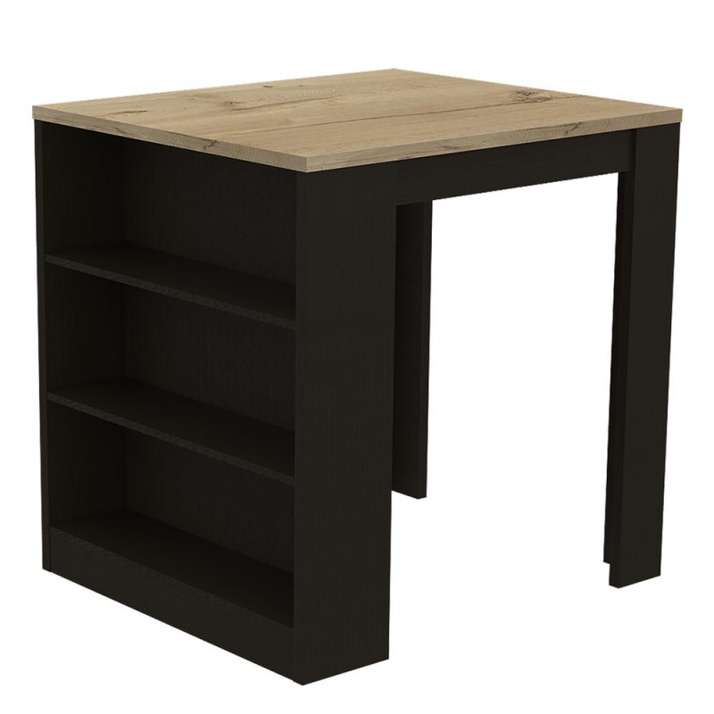 Milos Kitchen Island Table Black Wengue-Light Oak