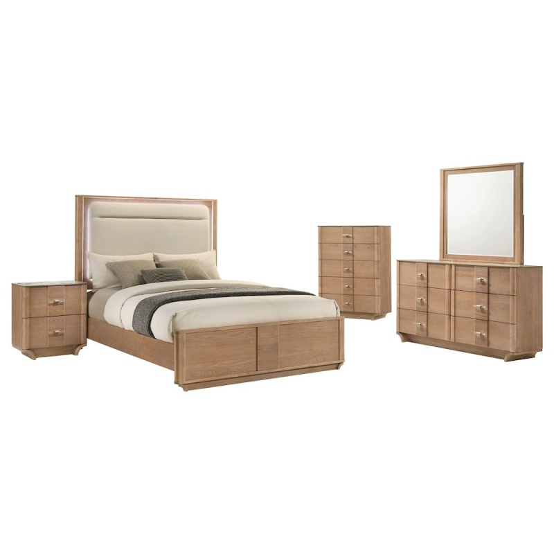 Leanne 5-Piece Queen Bedroom Set Light Oak