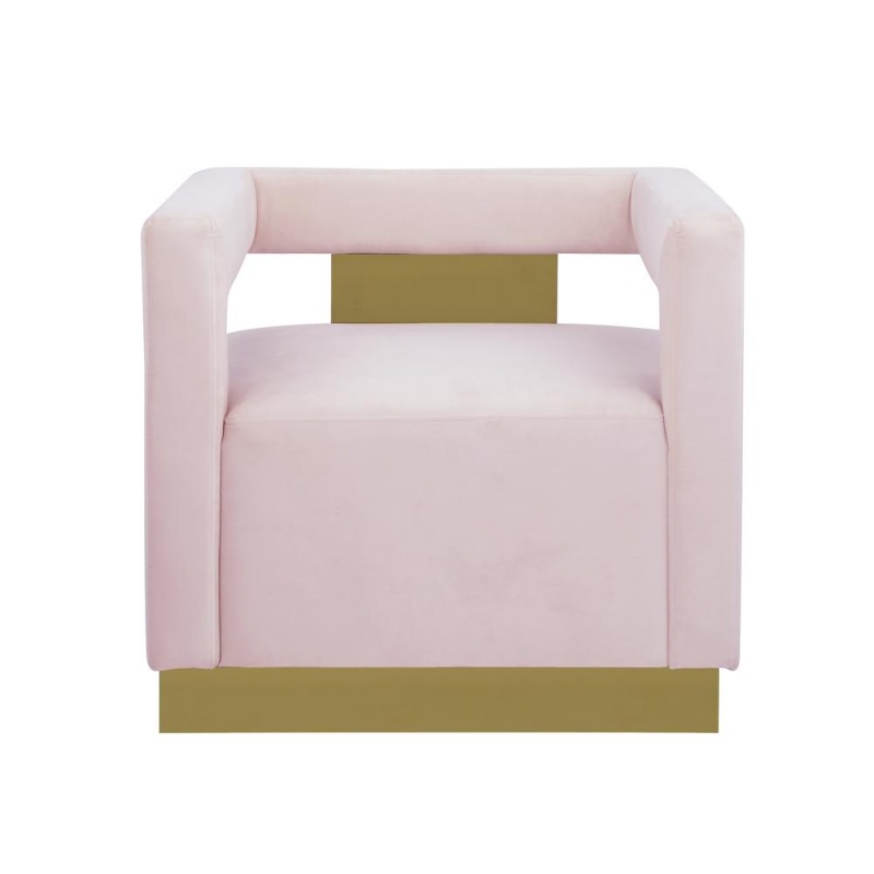 Connor Velvet Upholstered Accent Chair In Pink