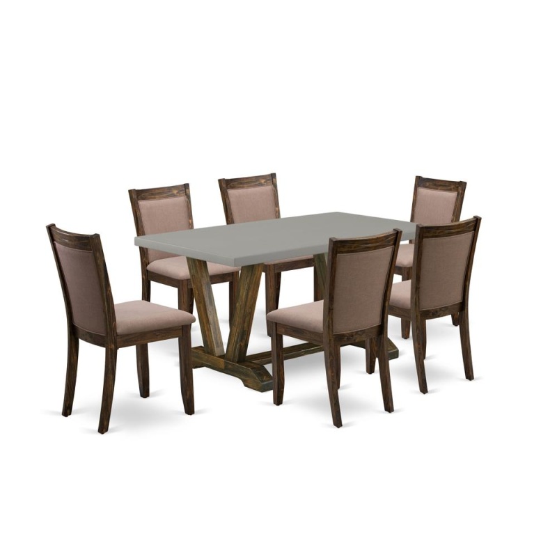 7-Pc Modern Dining Table Set with 6 Parson Chairs