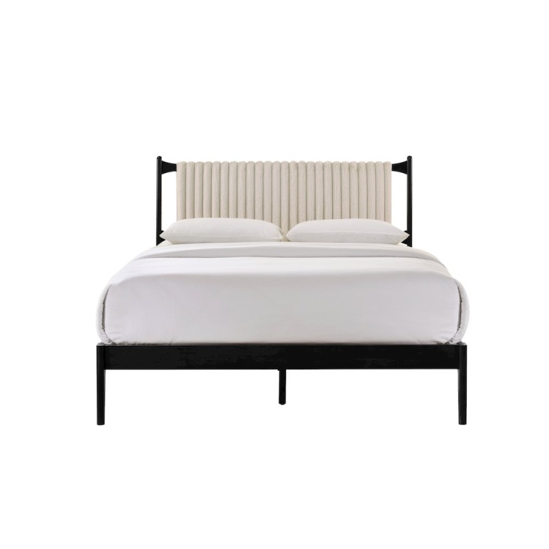 Ella Wooden Queen Size Platform Bed in Black and Beige