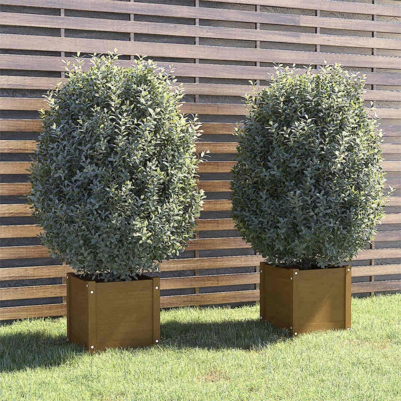 Garden Planters 2 Pcs Honey Brown Solid Wood Pine
