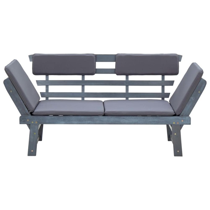 Vidaxl Garden Bench With Cushions 2-In-1 74.8" Gray Solid Acacia Wood 2119
