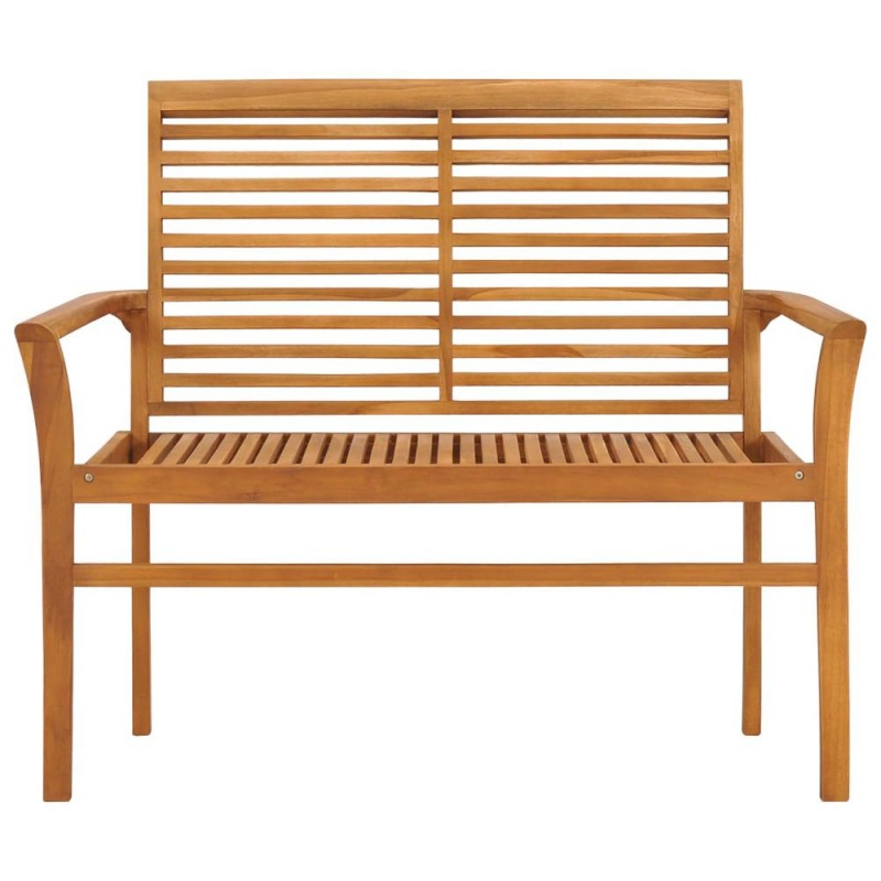 Vidaxl Garden Bench With Cream White Cushion 44.1" Solid Teak Wood 2666