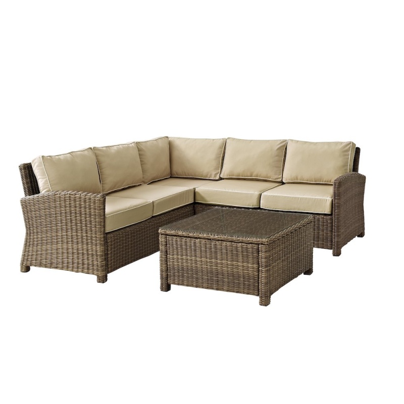 4Pc Outdoor Furniture Set, Right & Left Loveseat, Corner Chair, Coffee Table