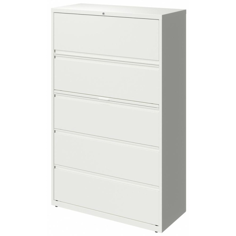 Lorell 42" White Lateral File - 5-Drawer - 42" X 18.6" X 67.6" - 5 X Drawer(S) For File - Letter, Legal, A4 - Lateral - Hanging Rail, Magnetic Label Holder, Locking Drawer, Locking Bar, Ball Bearing s