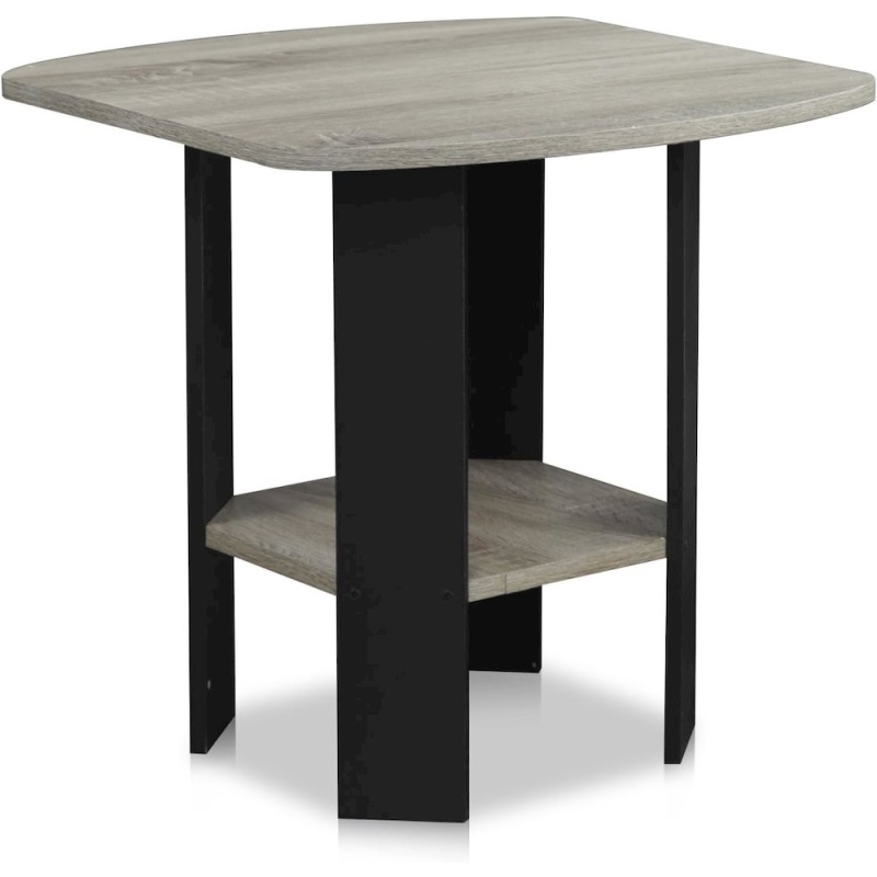 Simple Design End Table, Side Table, Grey Oak/Black