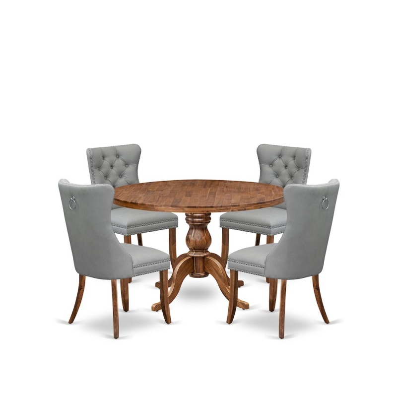 5-Pc Kitchen Table Set with 4 Light Gray Chairs