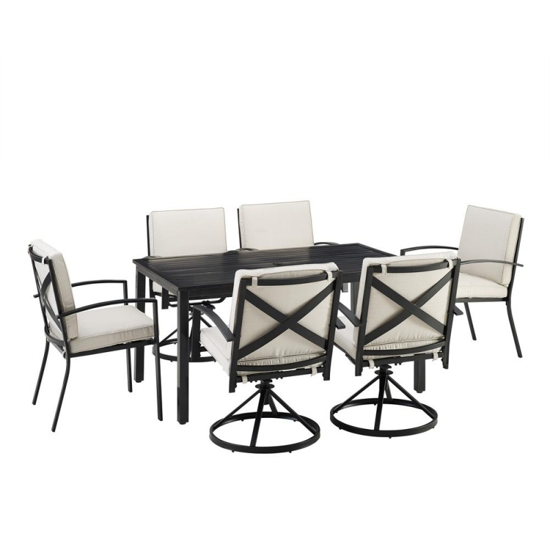 Kaplan 7Pc Outdoor Dining Set - Table, 4 Swivel Chairs, & 2 Regular Chairs
