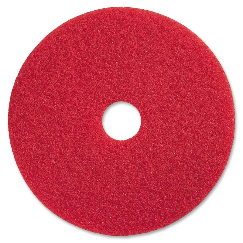 Genuine Joe Red Buffing Floor Pad - 19" Diameter - 5/Carton X 19" Diameter X 1" Thickness - Buffing, Scrubbing, Floor - 175 Rpm To 350 Rpm Speed Supported - Flexible, Resilient, Rotate, Dirt Remover -