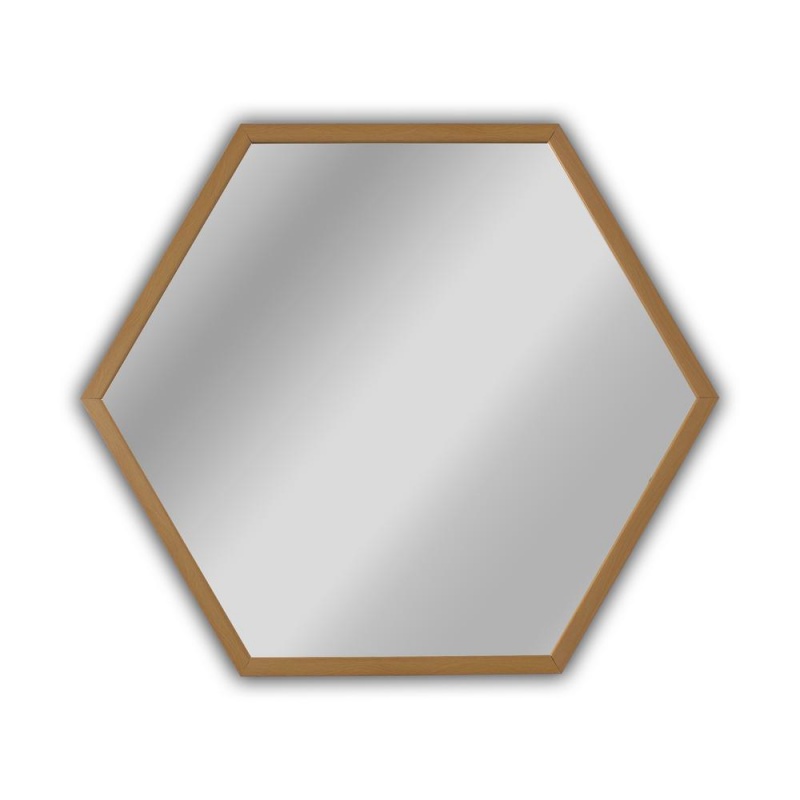 Chloe's Reflection Contemporary Maple Finish Hexagon Framed Wall Mirror 24" Width