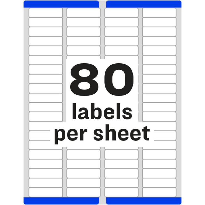 Avery® Easy Peel Mailing Laser Labels - 1/2" Width X 1 3/4" Length - Permanent Adhesive - Rectangle - Laser - White - Paper - 80 / Sheet - 250 Total Sheets - 20000 Total Label(S) - 2