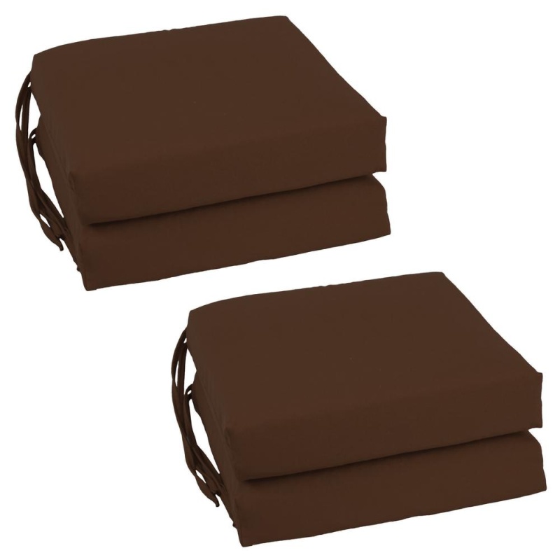 Blazing Needles Set Of 4 Indoor Twill Chair Cushions, Chocolate