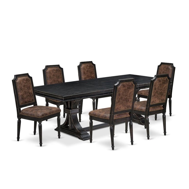 7 Piece Dining Table Set with 6 Kitchen Chairs