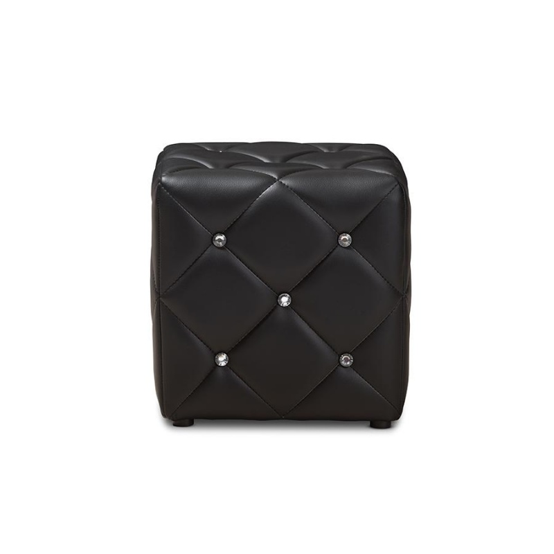 Stacey Modern And Contemporary Black Faux Leather Upholstered Ottoman