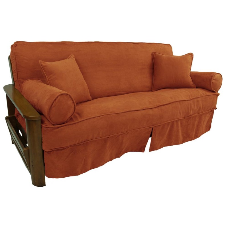 Solid Microsuede Double Corded Full Futon Slipcover Set