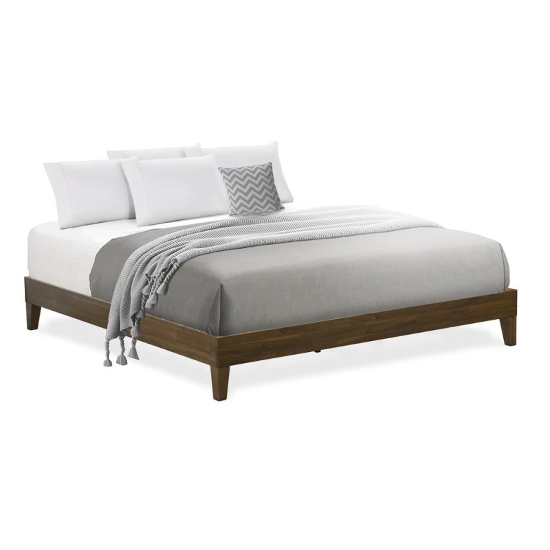 Queen Size Bed Frame, Walnut Finish