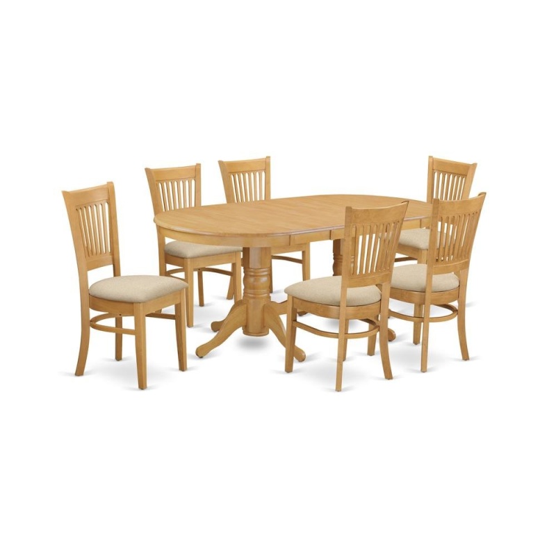 7 PC Dining Room Set Table with Leaf and 6 Dining Chairs by East West ...
