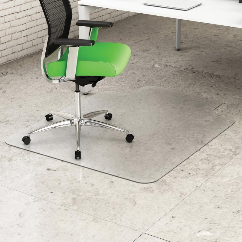 Deflecto Earth Source Hard Floor Chair Mat - Commercial, Carpet, Hard Floor - 48" Length X 36" Width X 0.10" Thickness - Lip Size 10" Length X 19" Width - Clear