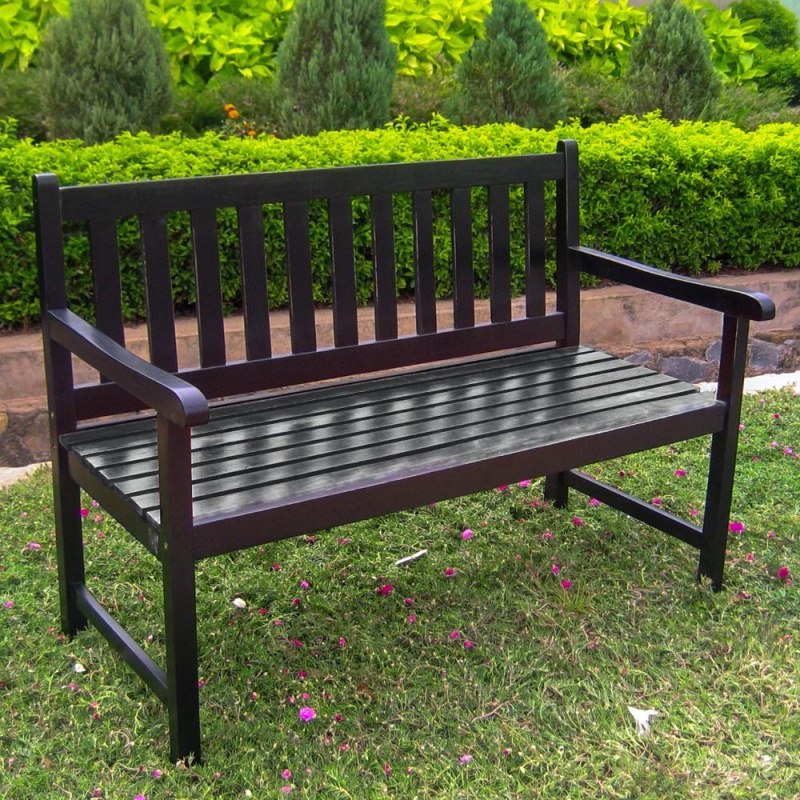 Highland Acacia Wood 49-Inch Bench, Black