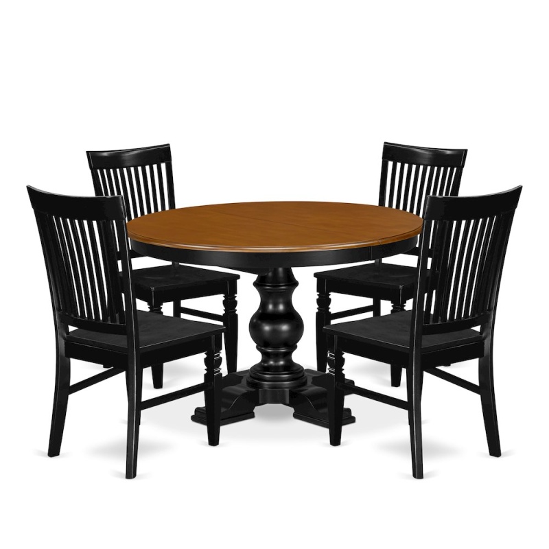 5-Piece Mid-Century Dinner Set, Black & Cherry