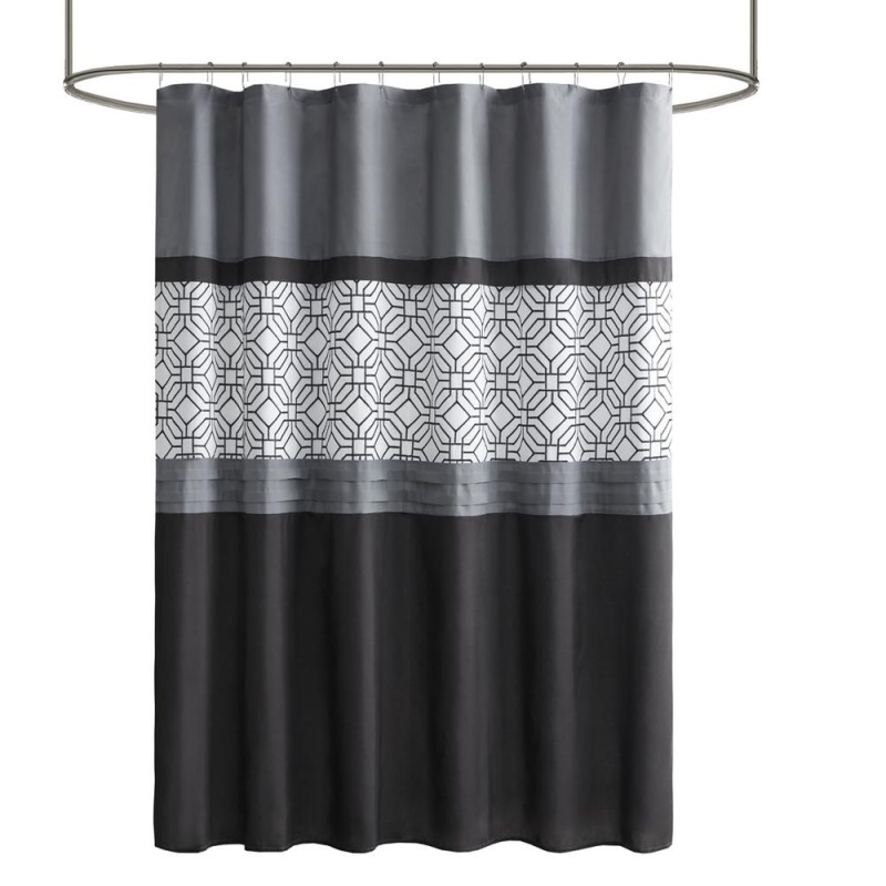 Embroidered And Pieced Shower Curtain