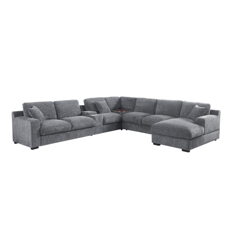 Fabric Corner Sectional Sofa With Right-Facing Chaise, Cupholders