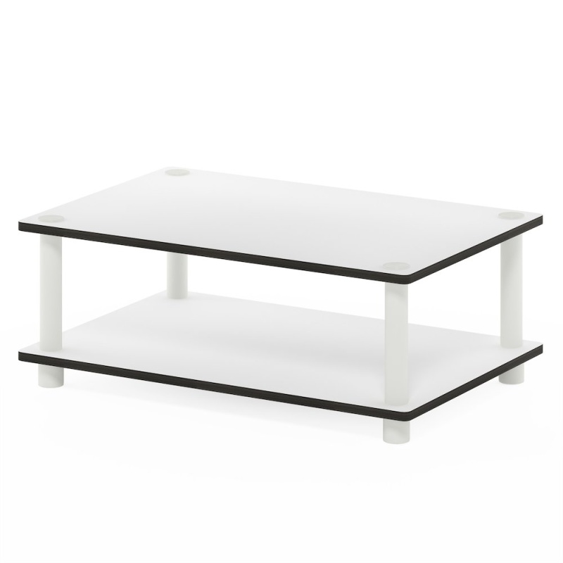 2-Tier Modern Coffee Table With Open Shelf, Plain White
