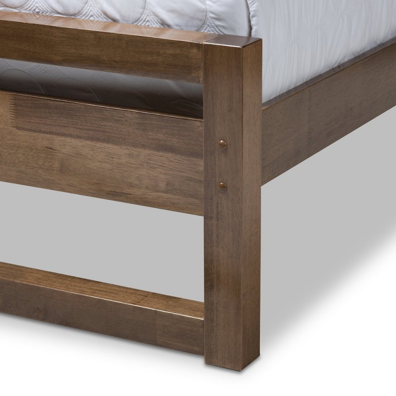 Torino Solid Walnut Wood Open Frame King Size Platform Bed
