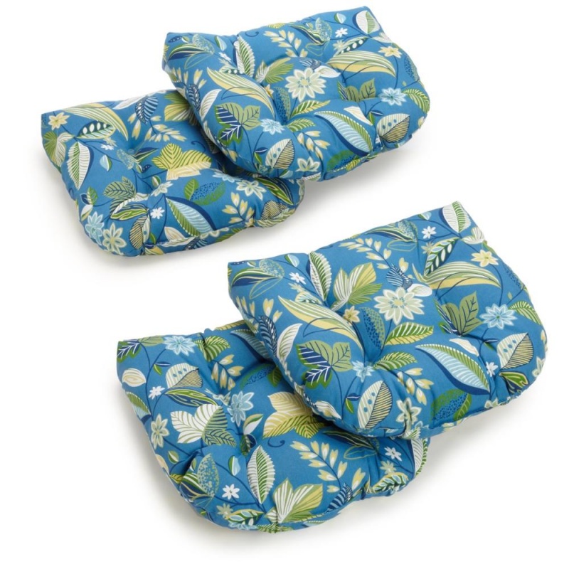 19-Inch U-Shaped Spun Polyester Outdoor Tufted Dining Chair Cushions (Set Of 4)