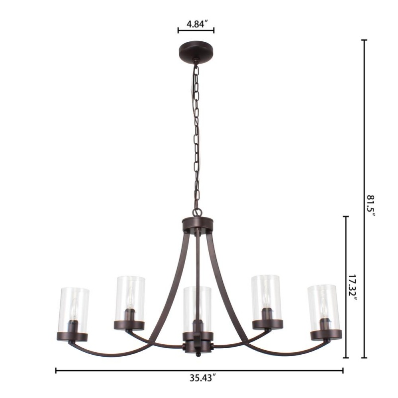 Ida Farmhouse 5 Light Rubbed Bronze Ceiling Pendant 35.5" Wide