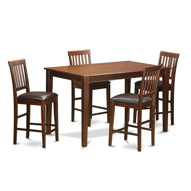 5 Pc Counter Height Table Set with Pub Table and 4 Bar Stools