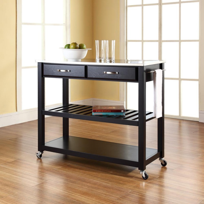 Stainless Steel Top Kitchen Prep Cart Black/Stainless Steel
