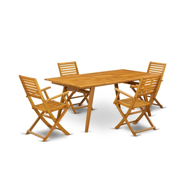 East West Furniture 5-Pc Outdoor Dining Table Set