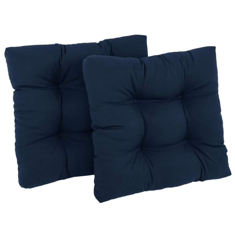 19-Inch Squared Twill Tufted Dining Chair Cushions (Set of 2)