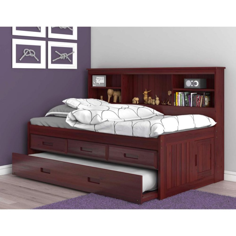 Os Home And Office Furniture Model Solid Pine Twin Daybed With 3 Sturdy Drawers And A Twin Sized Trundle In Rich Merlot