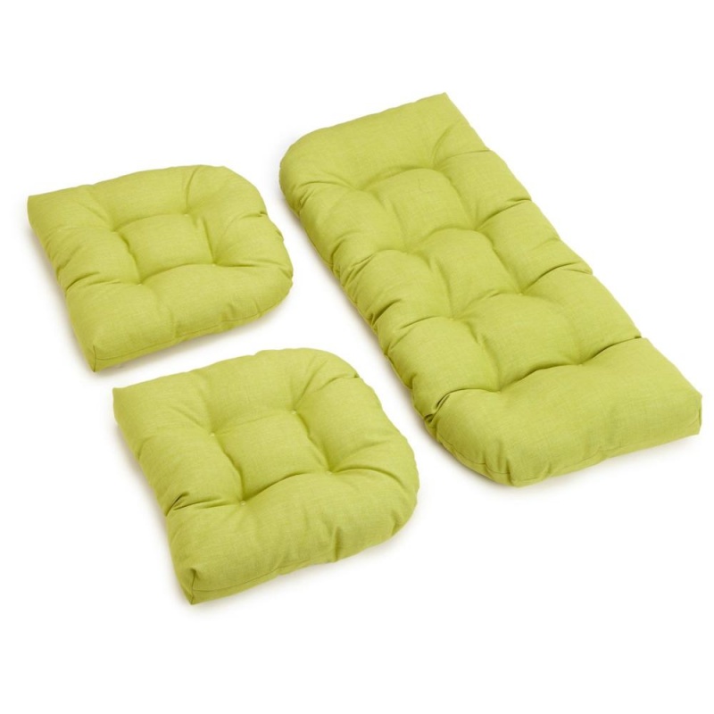 U-Shaped Spun Polyester Tufted Settee Cushion Set (Set of 3)