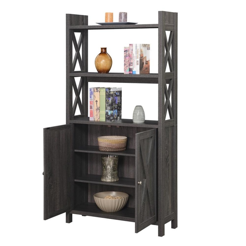 Oxford Bookcase With Cabinet, Weathered Gray