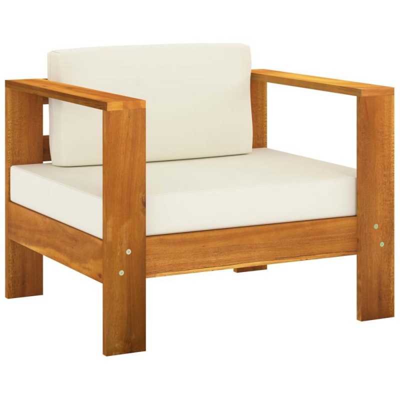Vidaxl 7 Piece Garden Lounge Set With Cream White Cushions Acacia Wood 7934