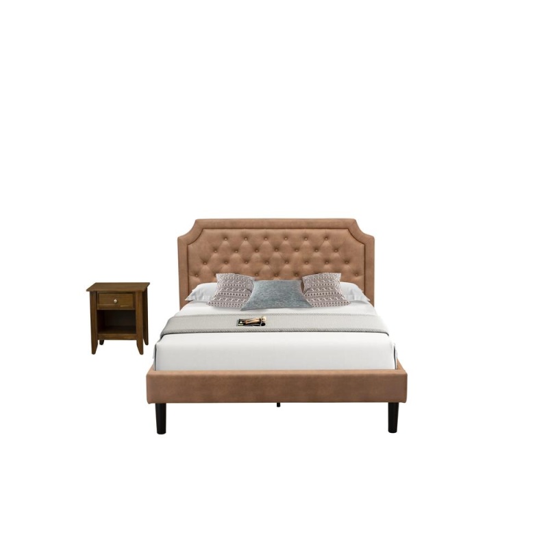 Queen Bed Set with Antique Walnut Nightstand