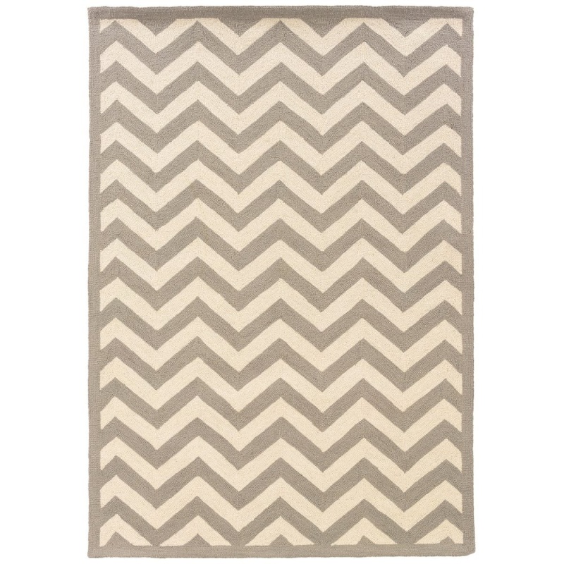 Silhouette Chevron Grey & Ivory 5X7 Rug